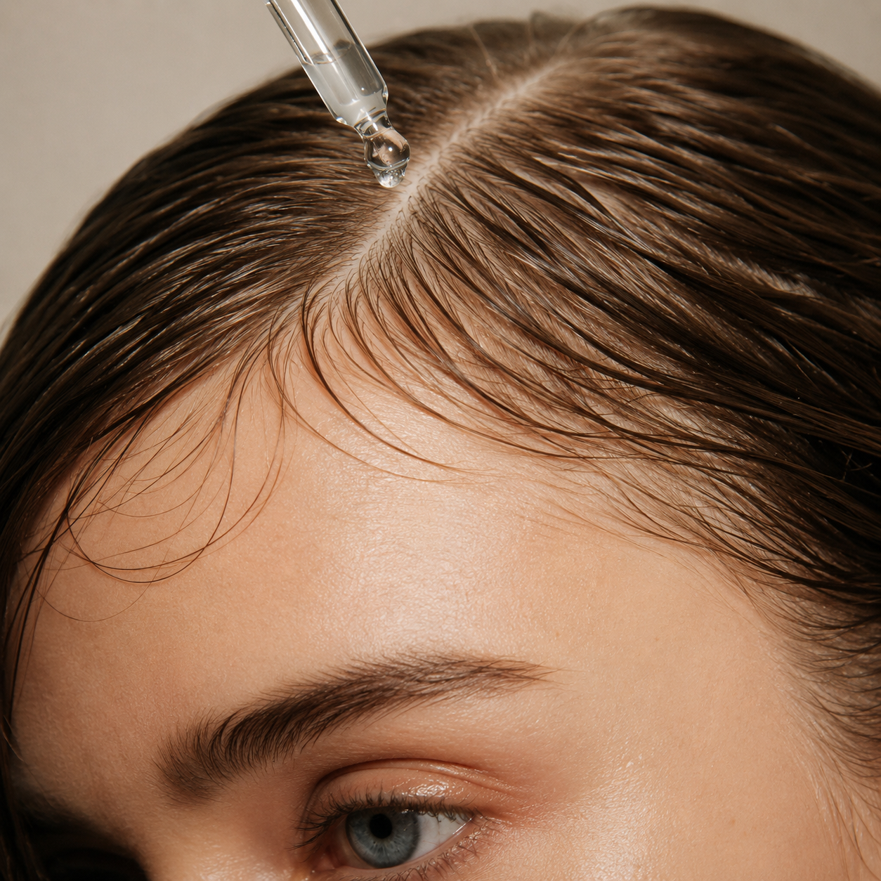 Traditional scalp serum dropper application