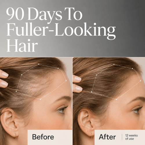 RootAether fuller-looking hair scalp care timeline visual